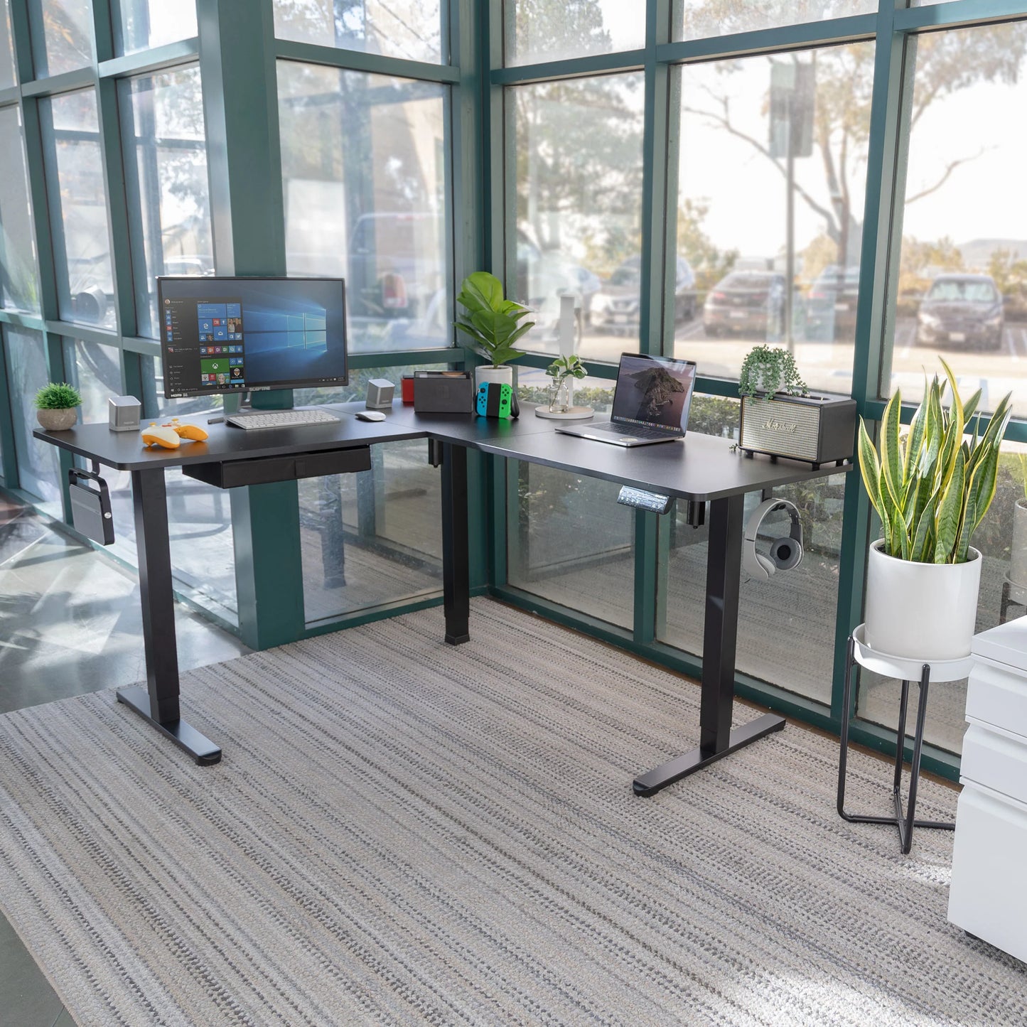 Large Height Adjustable Corner Sit-Stand Desk