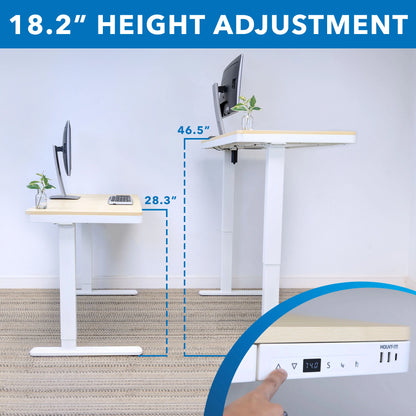 Compact Height Adjustable Sit-Stand Desk with Drawer