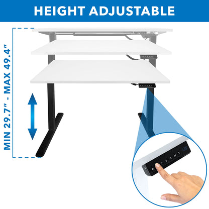 Electric Sit-Stand Black Desk Frame with White Tabletop