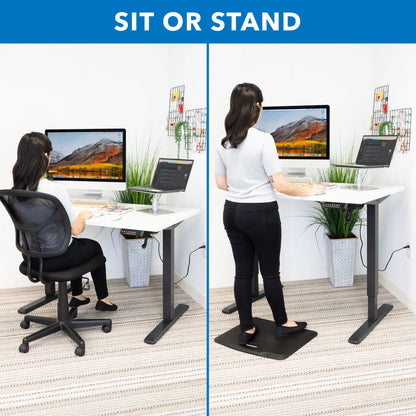 Electric Sit-Stand Black Desk Frame with White Tabletop