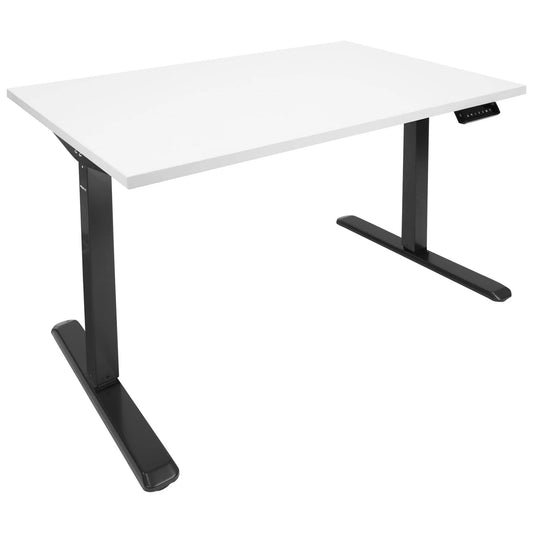 Electric Sit-Stand Black Desk Frame with White Tabletop